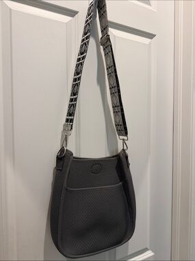 Ah-Dorned Perforated Neoprene Messenger Bag in Grey